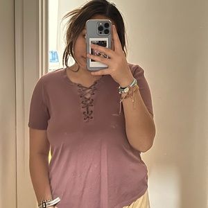 Mauve Criss Cross Top